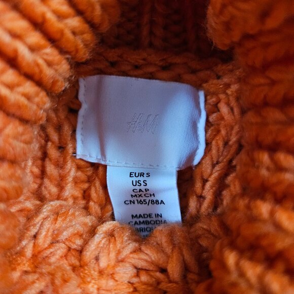 H&M Knit Sweater Womens Small Orange Cropped Turtleneck - Picture 5 of 6